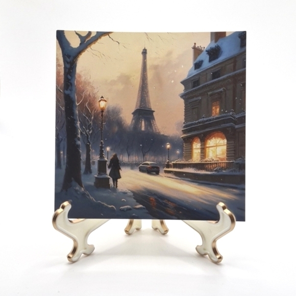 NobleCaptures Other - 4x4 Paris Eiffel Tower Fantasy Watercolor Oil‎ Painting Wall Art Print